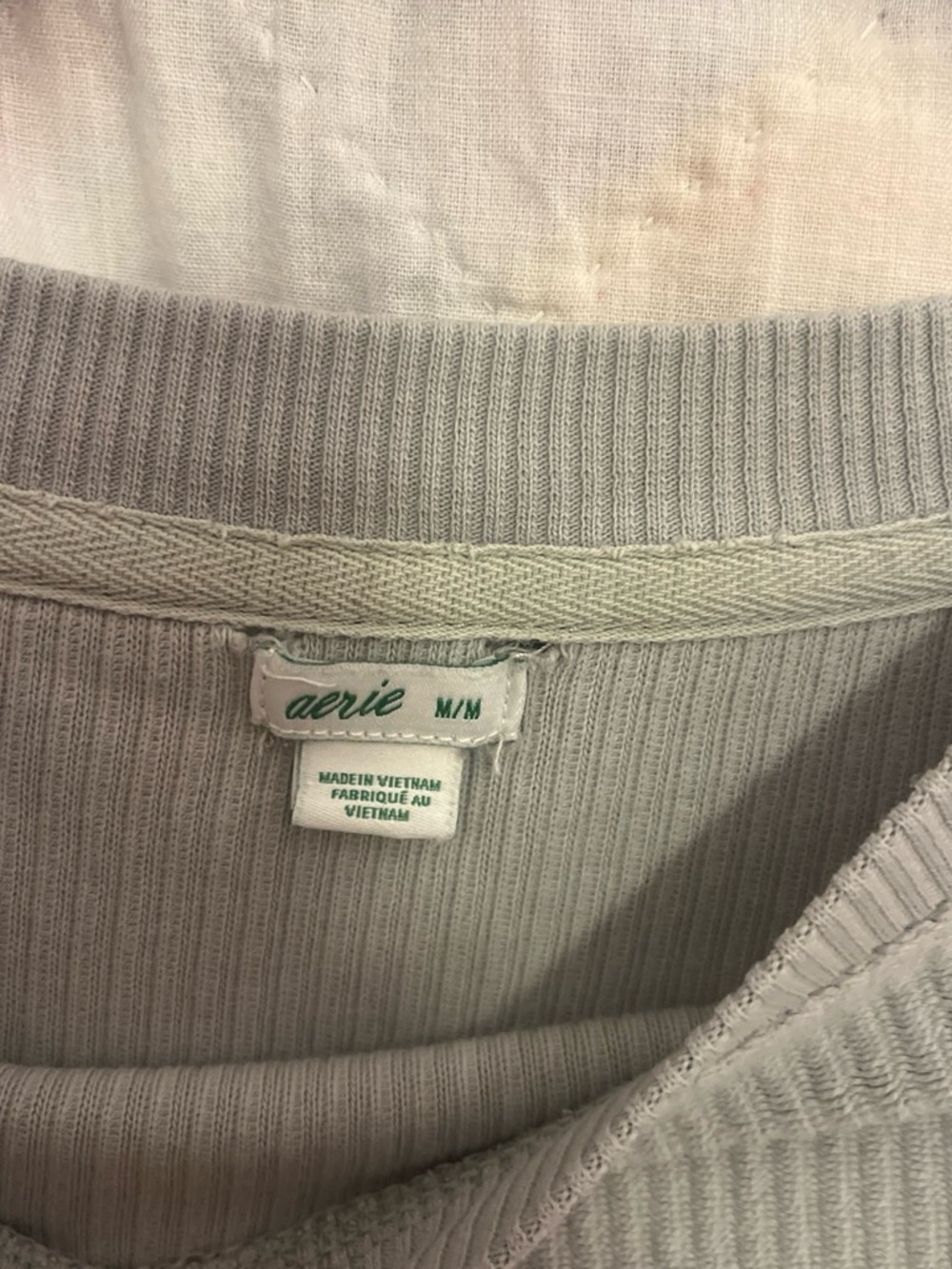 aerie Heather Gray Ribbed Crewneck Sweatshirt